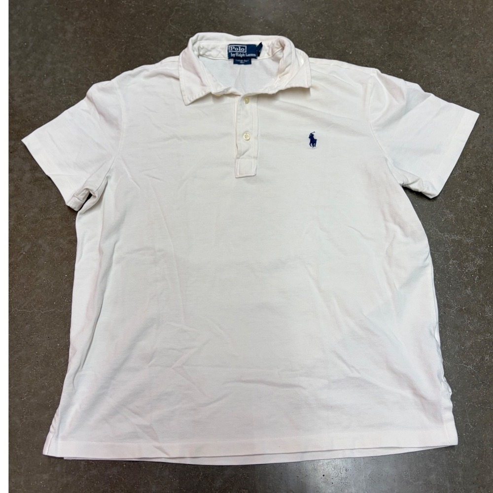 Polo Ralph Lauren Mens White Featherweight Mesh Short Sleeve Polo Shirt Large